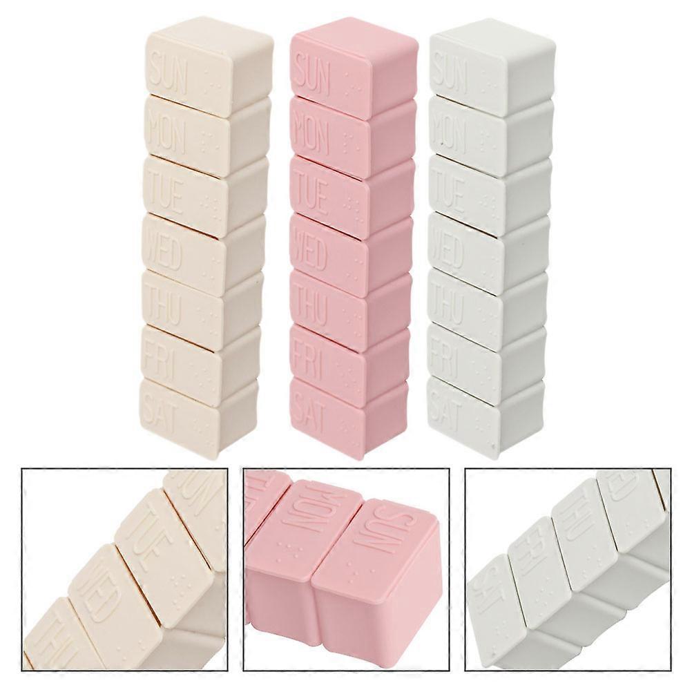 Box for Weekly Medicine Storage Case 7-Grids 3Pcs