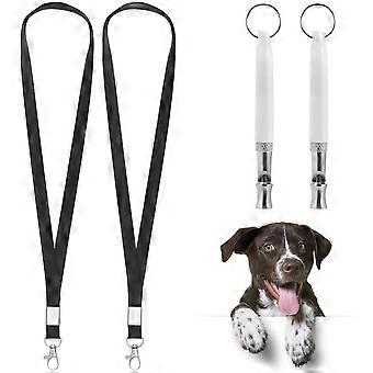 2pcs Ultrasonic Dog Training Whistle Creative Puppy Whistle Sound Repeller Trainer With Hanging Rope (White)