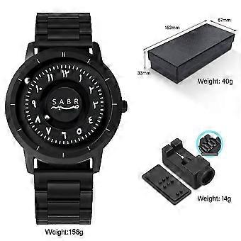 Men Islamic Sabr Concept Quartz Wrist Watch, Double Concentric Circle Arabic Numerals Dial Matte Stainless Steel Bracelet Watch, Unique Minimalist Mus