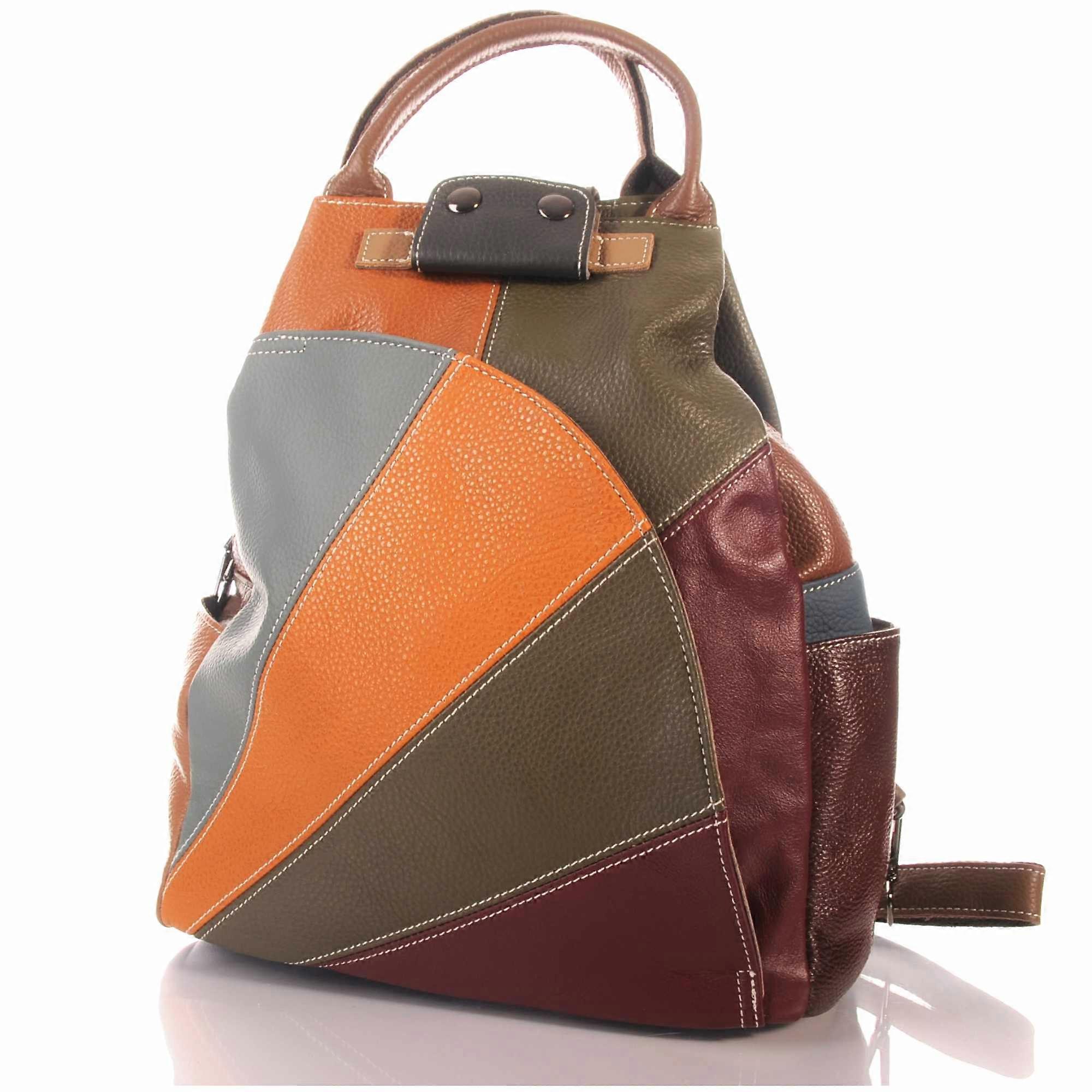Patchwork Leather Women's Backpack Genuine Leather City Backpack