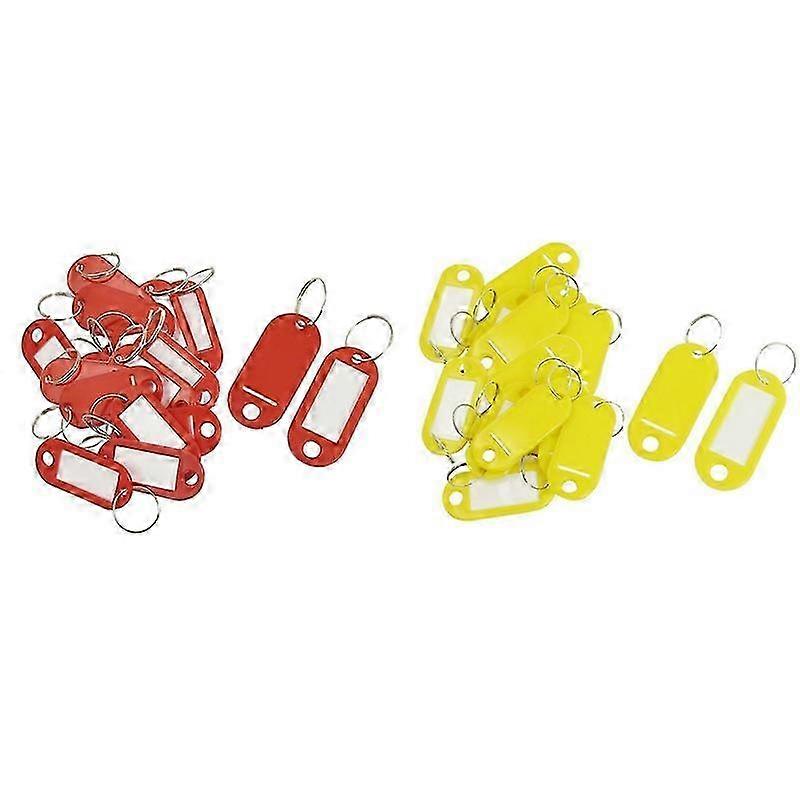 40 Pcs Key ID Tags Labels Keyring Yellow & Red