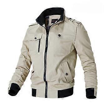 Nuova giacca da uomo con colletto alto, in cotone lavato, stile militare, giacca casual da esterno, alla moda