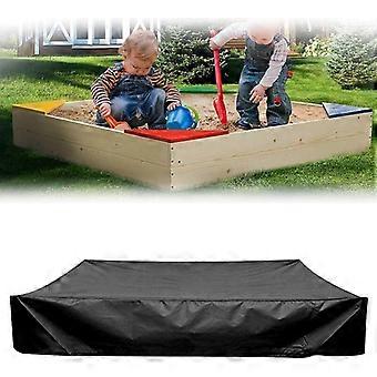Dustproof Sandpit Cover with Drawstring, Oxford Cloth Square Tarpaulin for Sandbox, Pool, Garden, Farm - 180x180cm, Black