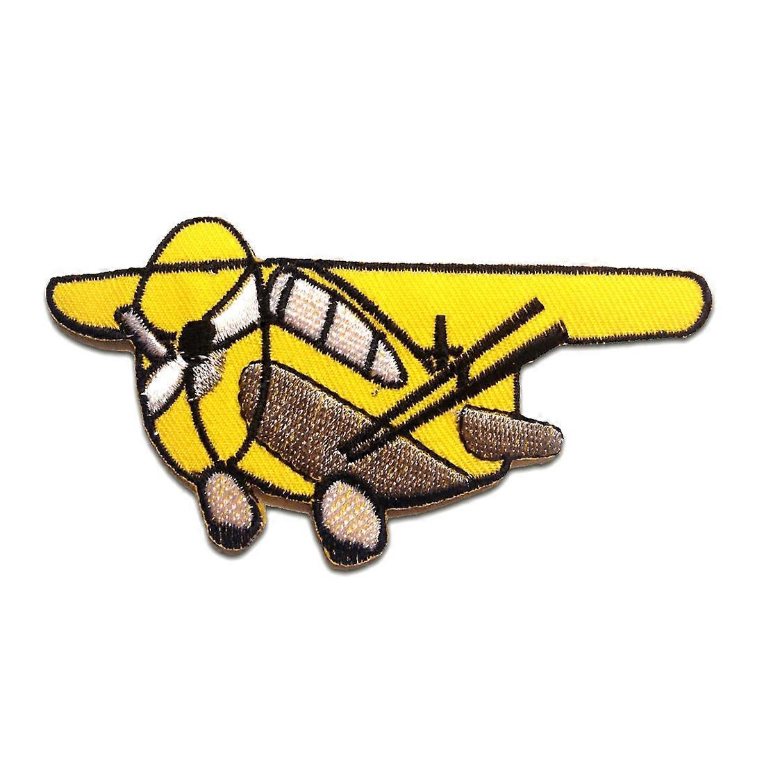 Patch - Airplane Kids - yellow - 10.3 x 5.7 cm - Iron-on patch