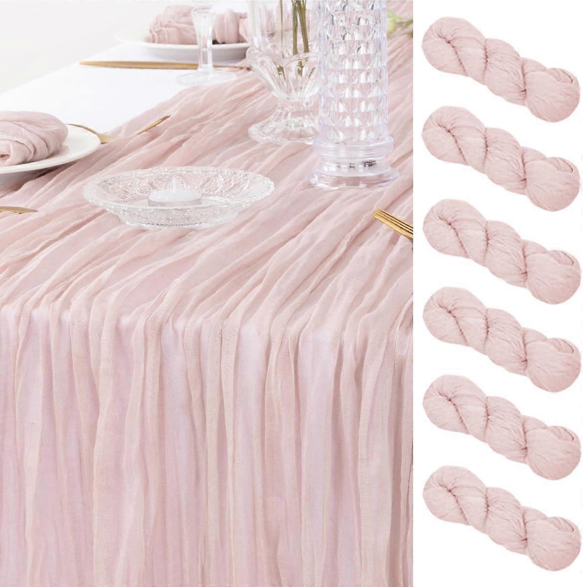 6Pack Dusty Pink Cheesecloth Table Runner Boho Gauze Table Runner Bulk Rustic