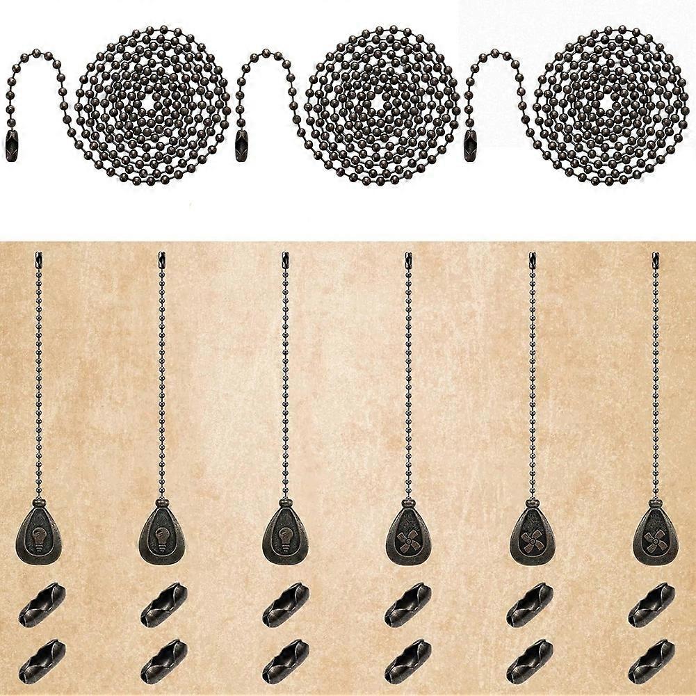 6 Ceiling Fan Pull Chain Set Including Decorative Fan Pull Chain Pendant,Fans Pulls Chains Extension,Connectors