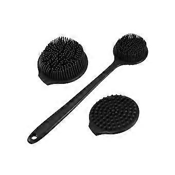 Silicone Body Scrubber with Long Handle, DoubleSided Back Scrubber for Shower, Soft Bristles Exfoliating Brush for Men and Women