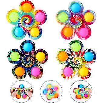 Fidget Spinner Pop Toys 3 Pack, Tie-Dye Push Popper Bubble Fidget Toys, Party Favors Simple Dimple Sensory Set, Handheld Fidget Spinner Toy_bxs2