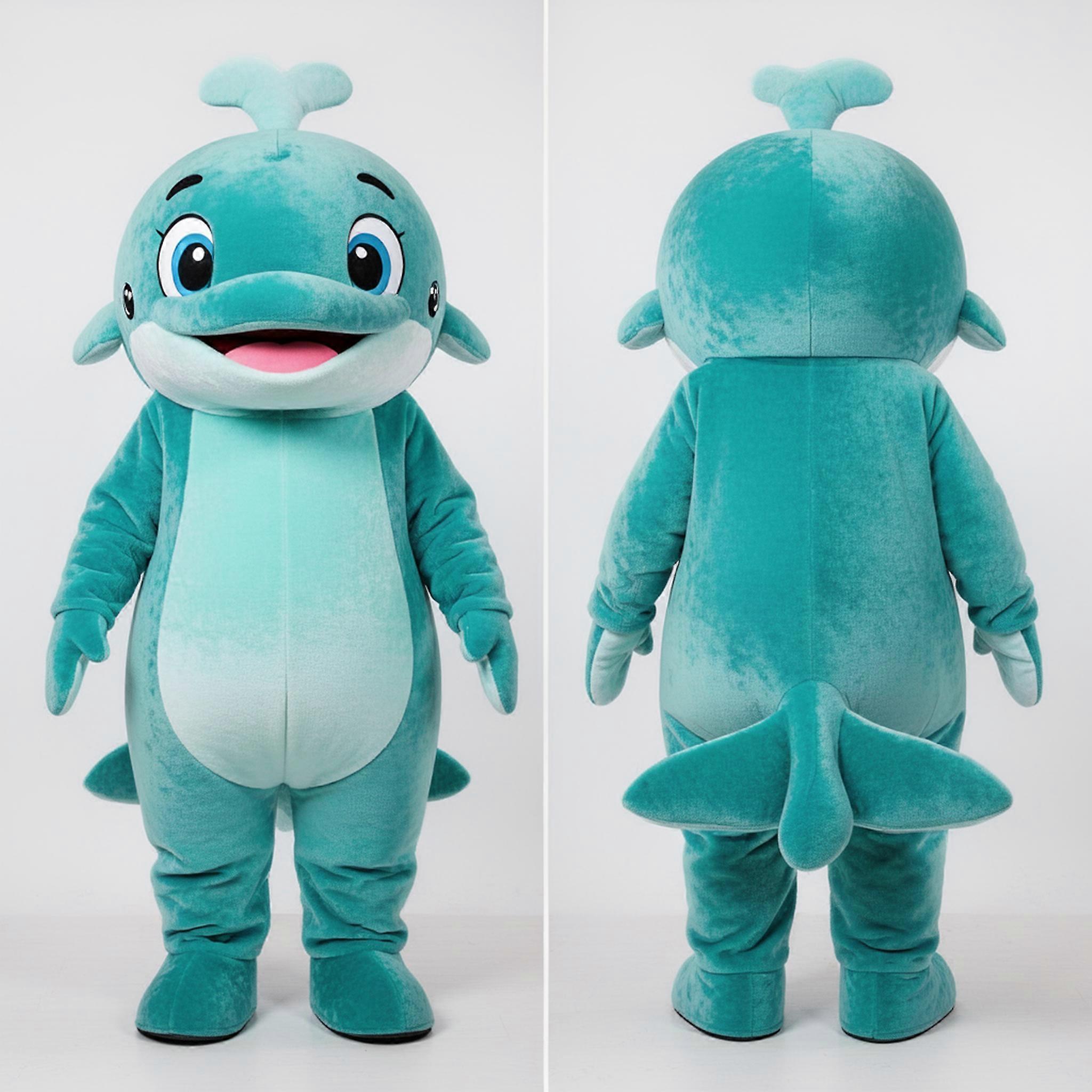 MASTICOT Teal Cartoon Whale Mascot