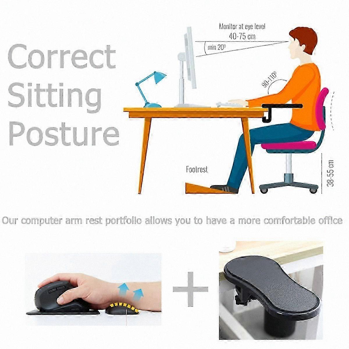 Ergonomic Arm Support for Desk Use, Adjustable Computer Arm Rest