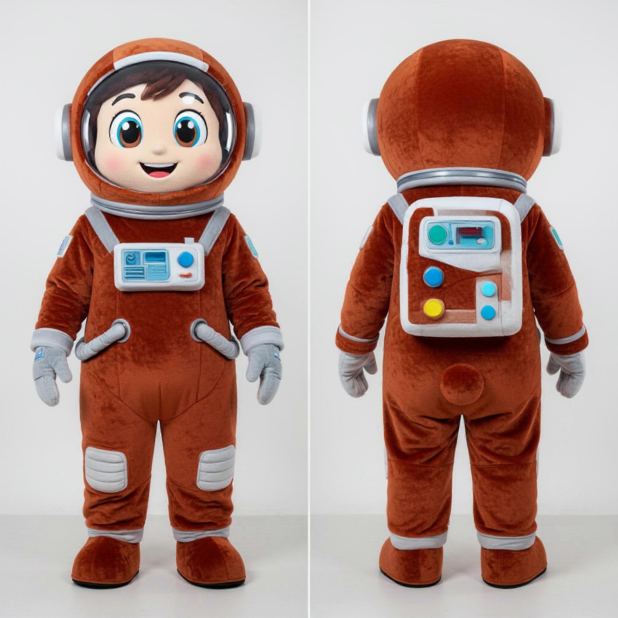 MASTICOT Rust Orange Rounded Astronaut Mascot