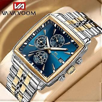 VA VA VOOM Orologio da polso da uomo di lusso con cronografo e quadrante quadrato, luminoso e impermeabile, unico nel suo genere. Montre De Luxe Homme