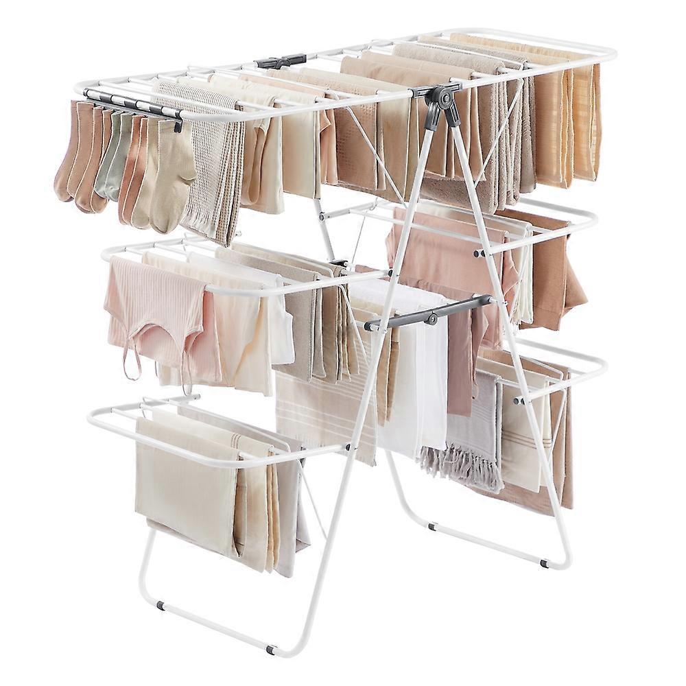 Clothes Drying Rack, Foldable 3-Level Laundry Rack, White