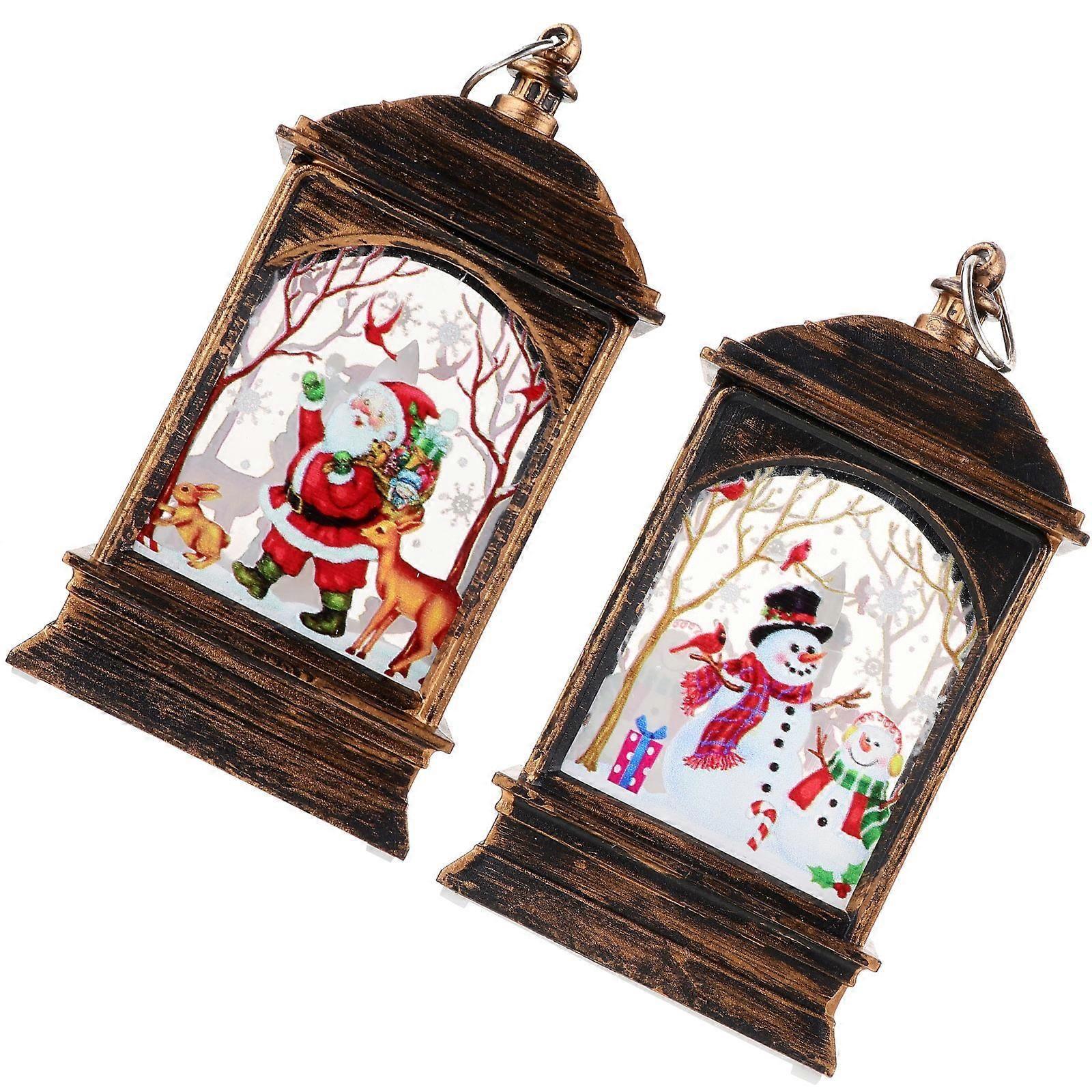 Creative Lamp Christmas Lanterns for Decor 2Pcs Pretty Small Desktop Light
