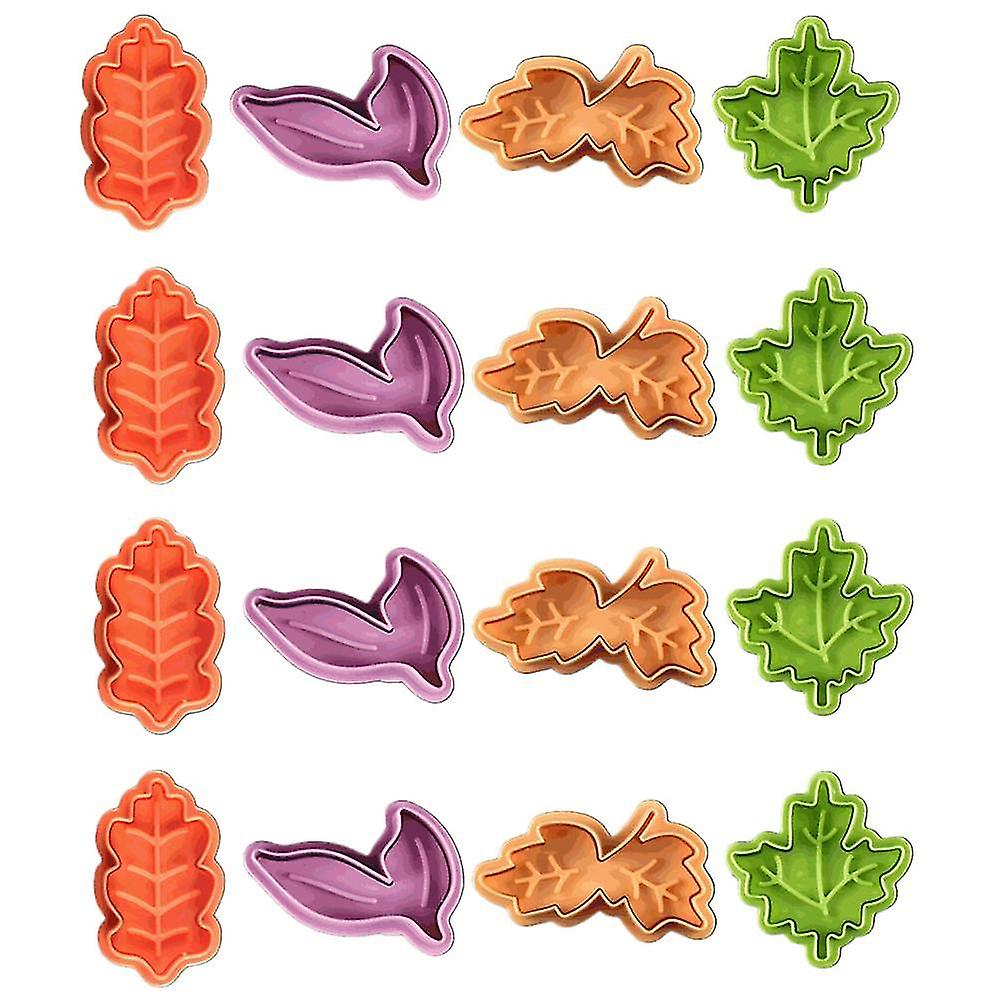 4pcs Plunger Leaf Cookie Press Cutters Biscuit Mold Cake
