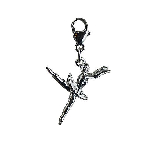 Silver 20x15mm Ballet Dancer Charm on a lobster trigger
