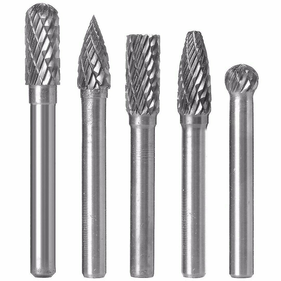 5pcs Tungsten Carbide Rotary Cutters With Double Cut, Rotary File With 6 * 8 Mm Shank For Electric Drill Sander, Cylindrical Rotary Cutter For Polishi