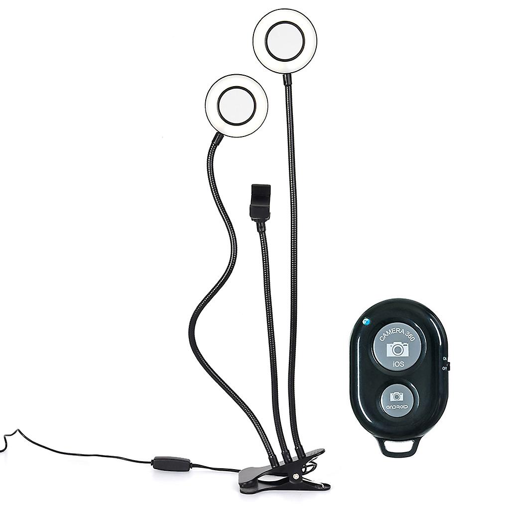 Remote Control LED Selfie Ring Lamp Double Lamp for Head Cellphone Holder for Li