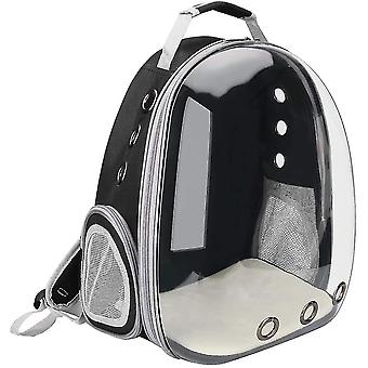 Pet Carrier Backpack Space Capsule Pet Carrier Shoulders Bag Portable Double Zipper Adjustable Padded Mesh Shoulder Straps Breathable Transparent With