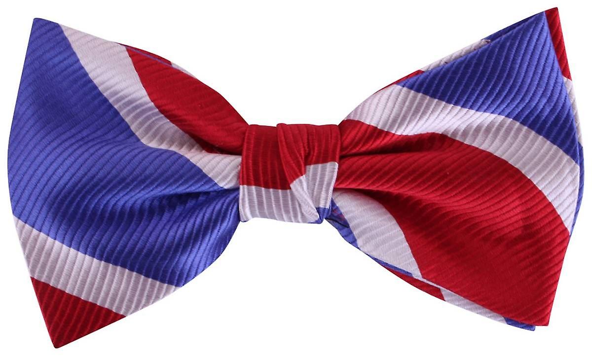 Knightsbridge Neckwear Diagonal Striped Silk Bow Tie - Red/White/Blue