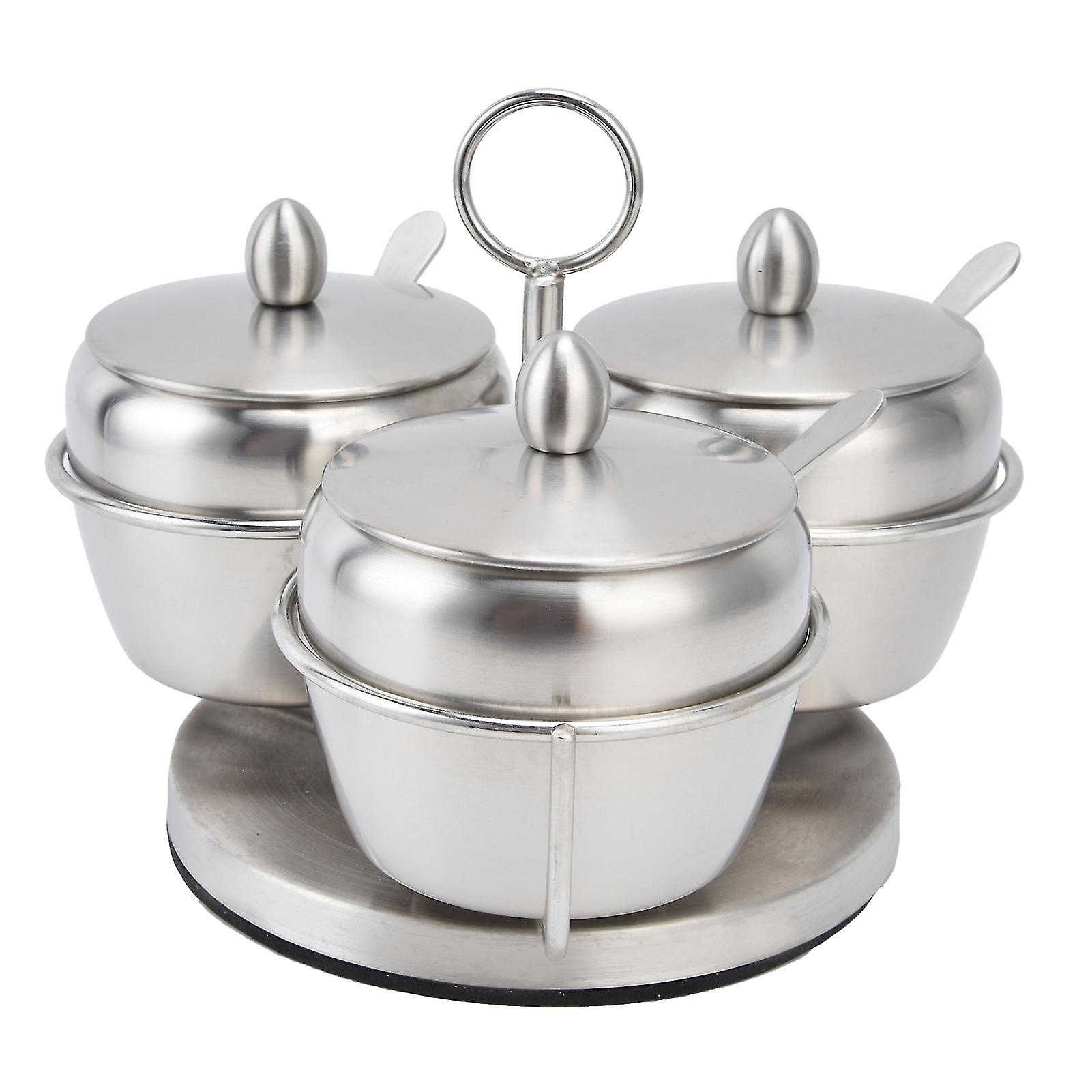 Spice Jar Portable Durable Polished Appearance Rotatable Round Stand Seasoning Containers