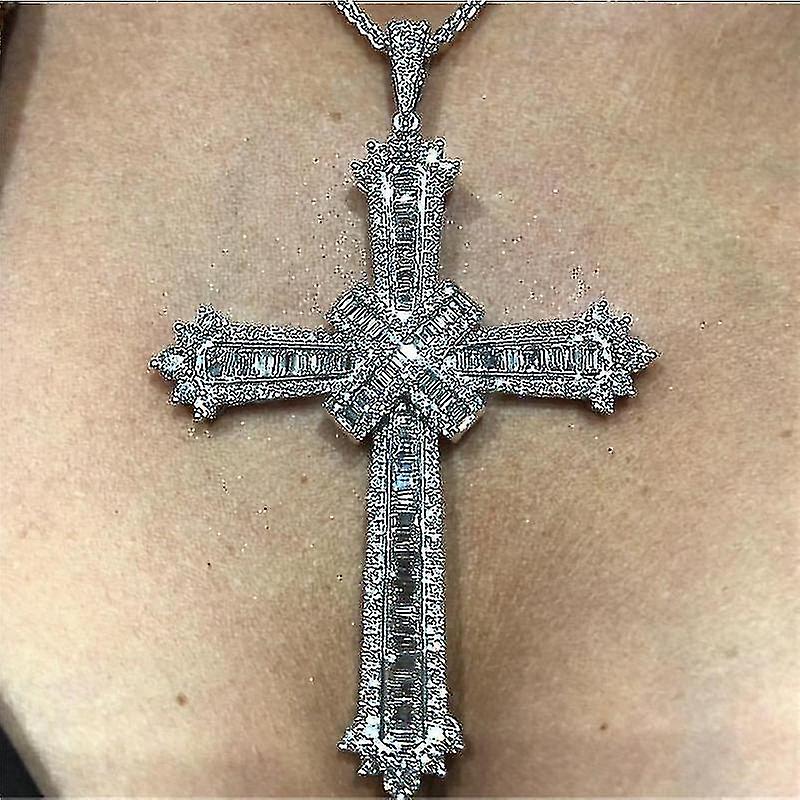 Sterling Silver Cross Diamond Cross Pendant Necklace For Women 14k