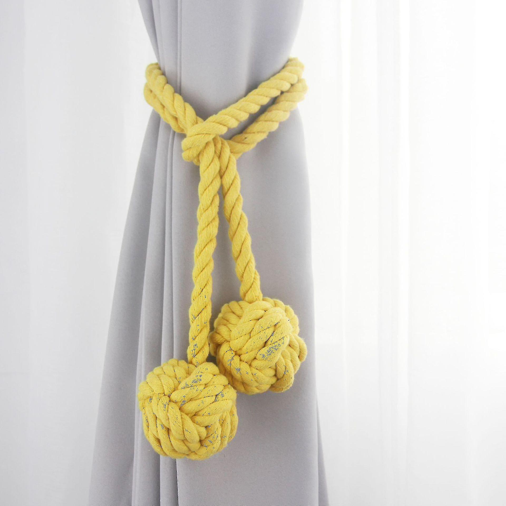 2er-Pack Curtain Buckle Handgeflochtene Vorhangkrawatten mit Doppeltem Ball Baumwollschnur Fransen