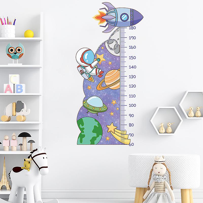 Cartoon Cosmic Star Astronaut Spaceship Rocket Height Ruler