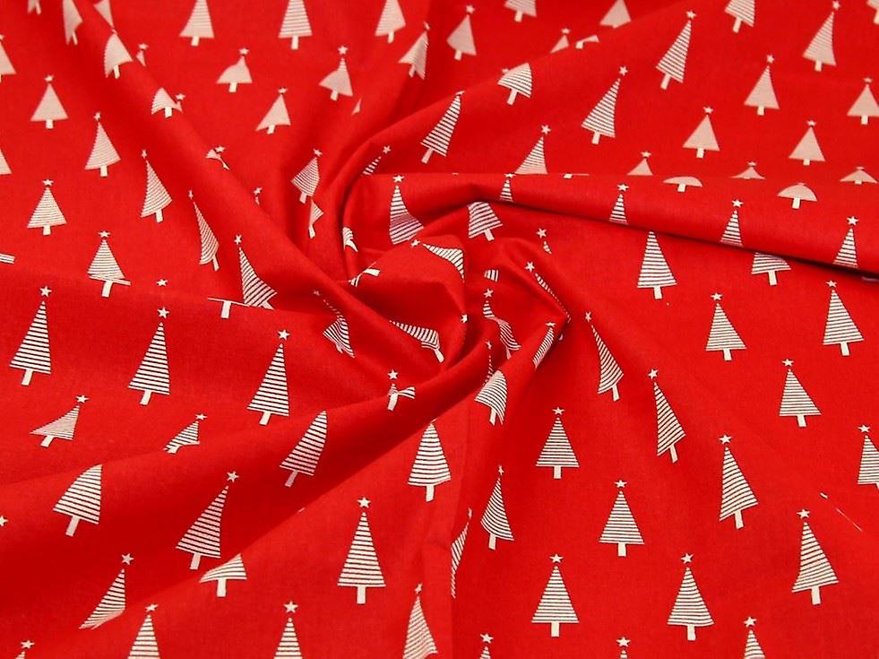 John Louden 100% Cotton Fabric Natural on Red - per metre