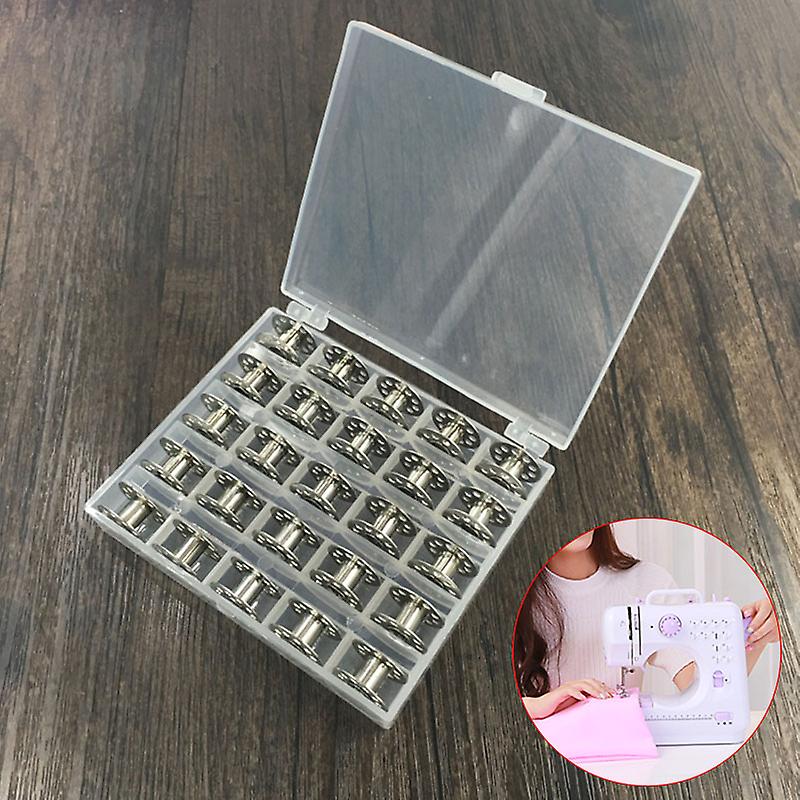25 Pcs Iron Sewing Machine Bobbins Metal Spools Thread Core Coil Bobbins