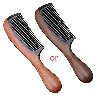 Peigne parfumé en corne de bœuf verte et bois de santal naturel Pro ; manche en bois ; soins capillaires