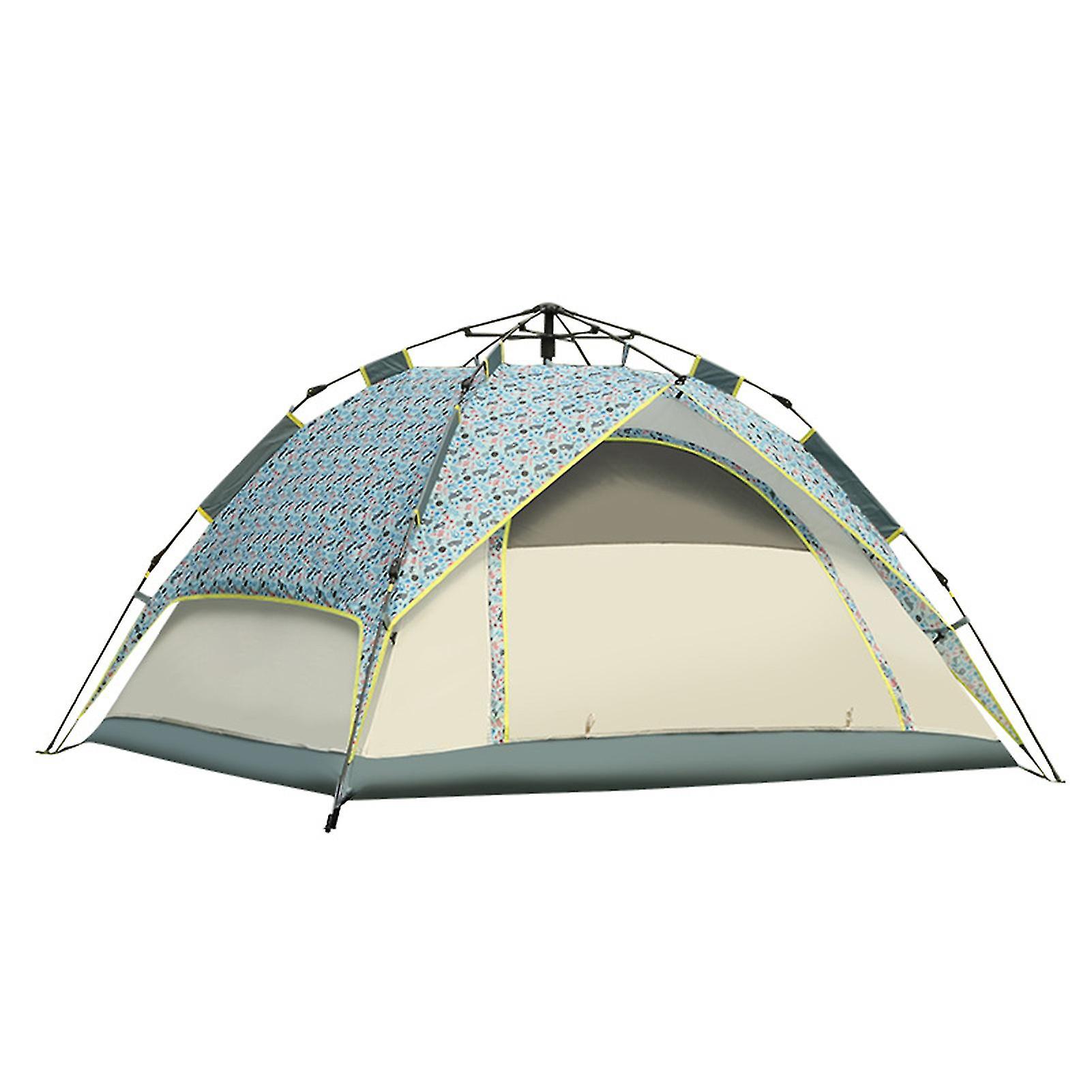 3-4 Person Automatic Camping Tent Foldable Double Layer Waterproof Easy Setup Tent For Family Gathering