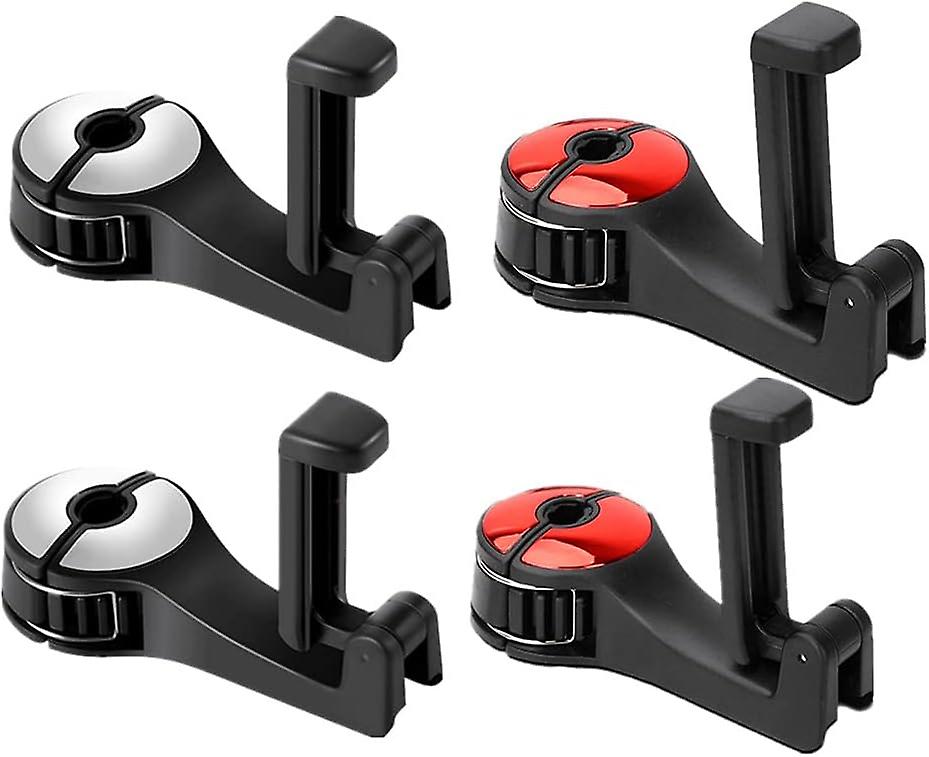 4 car seat hooks, seat back hooks (silver + red), car headrest hooks, car support hooks, send 4 sti