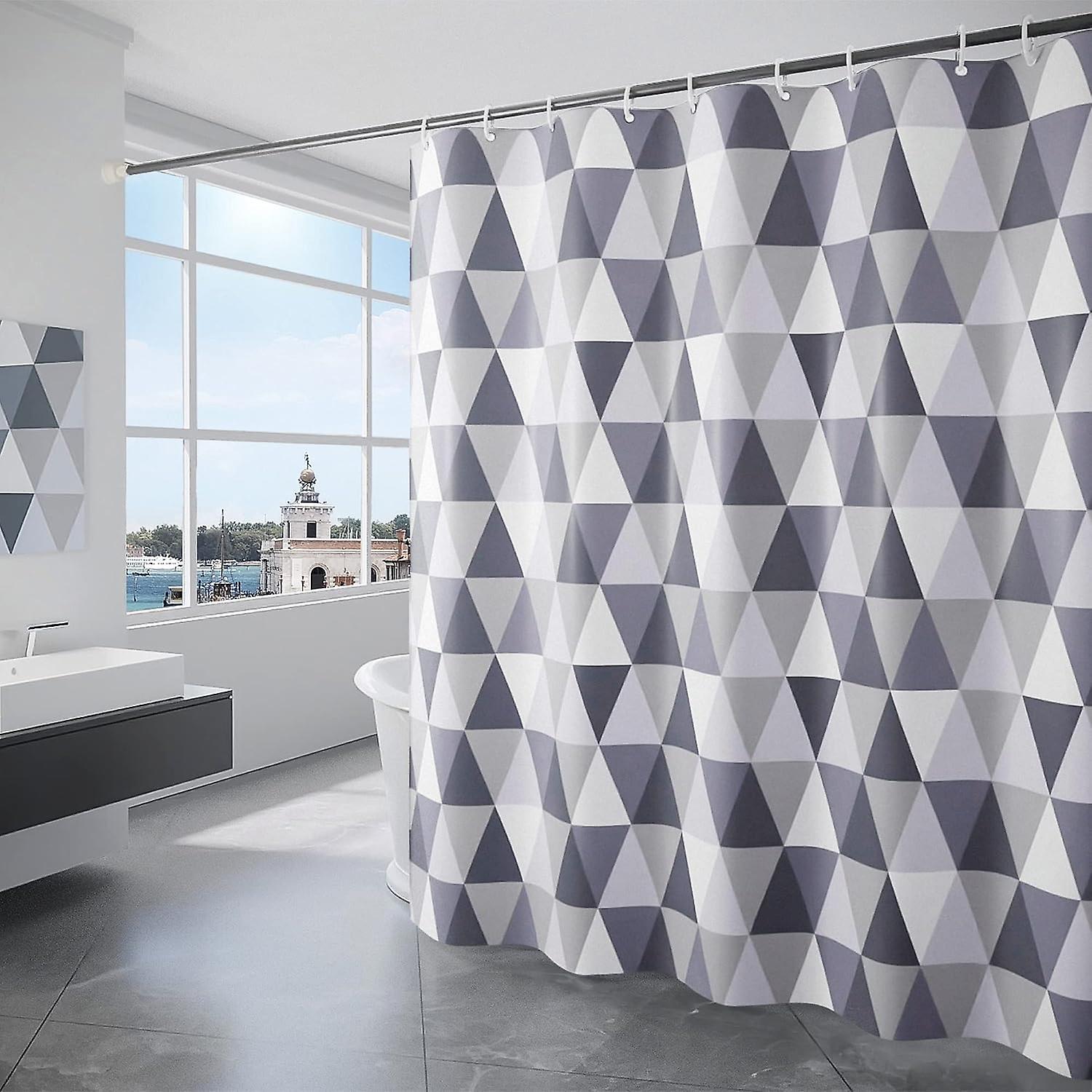 Shower Curtain Waterproof 180 x 200 cm, Washable Quick-Drying Bath Curtain with 12 Hooks, Mildew-Resistant Design