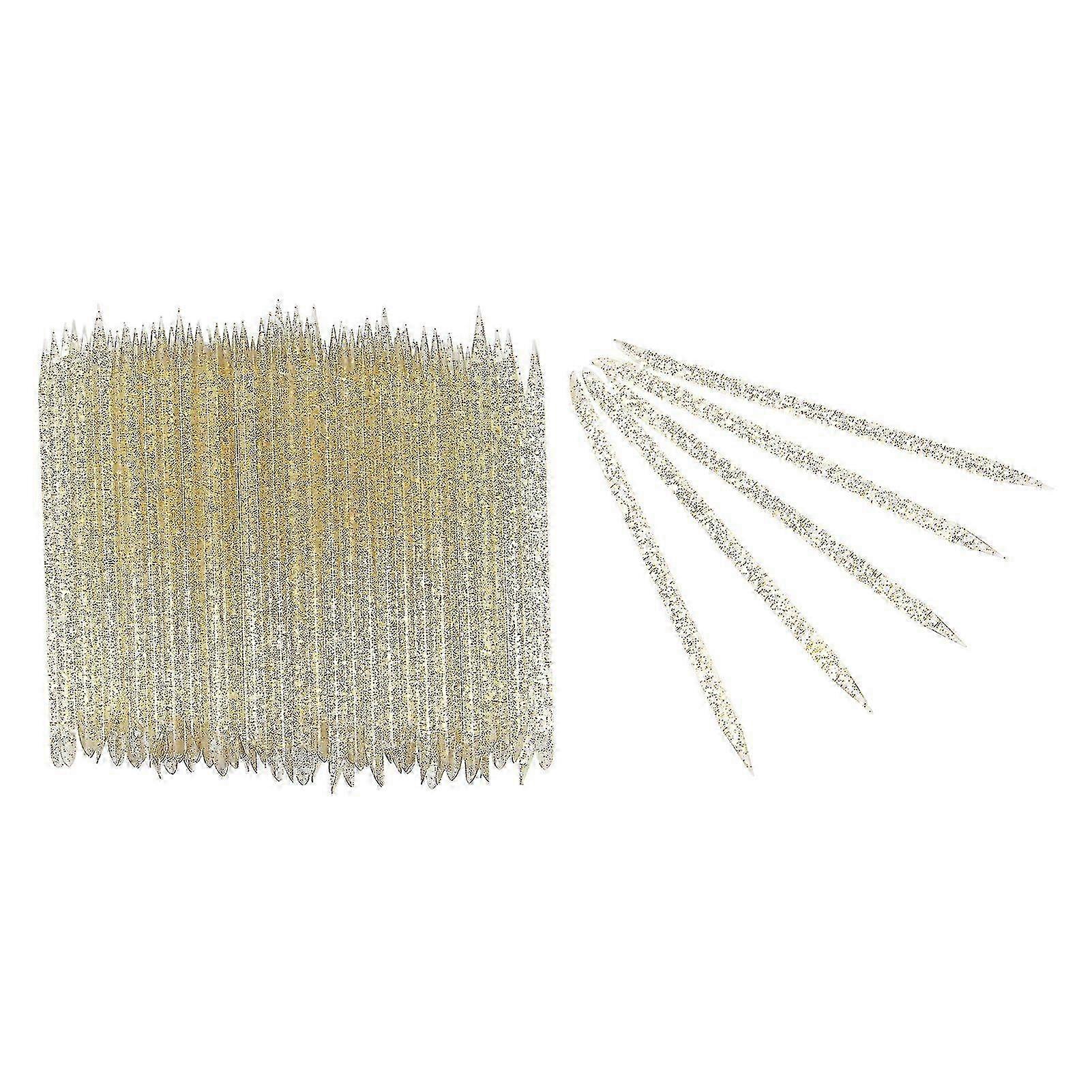 100pcs Yellow Nail Care Cuticle Pushers 9.5x0.4cm Plastic Sticks