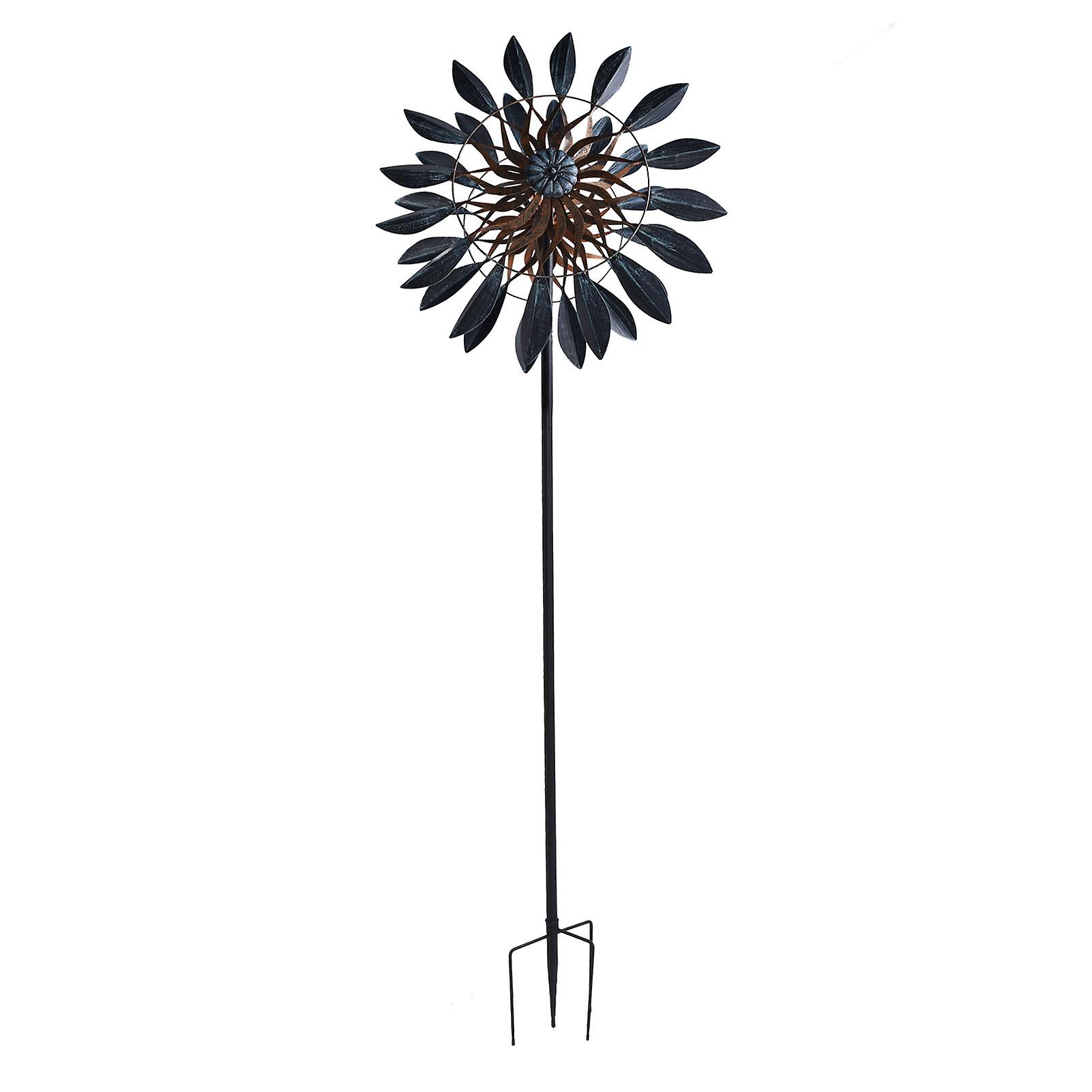Metal Windmill Spinner 360° Rotation Archaistic Double Layer with Ground Stake for Outdoor Garden Yard Patio Lawn
