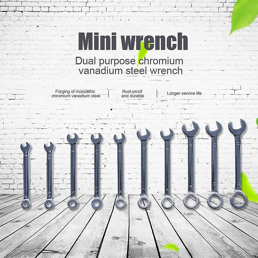 10Pcs/set Professional Mini Combination Wrench Spanner Set 4-11mm Metric Small