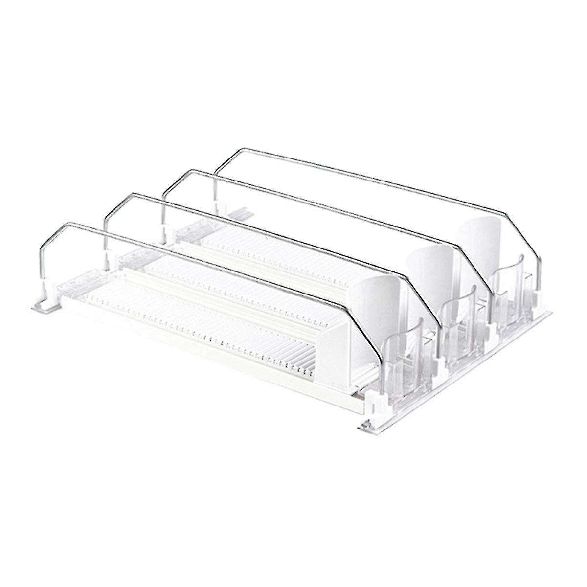 Refrigerator Beverage Storage Rack - White Automatic Push Rod Sliding, Refrigerator Beverage Dispens