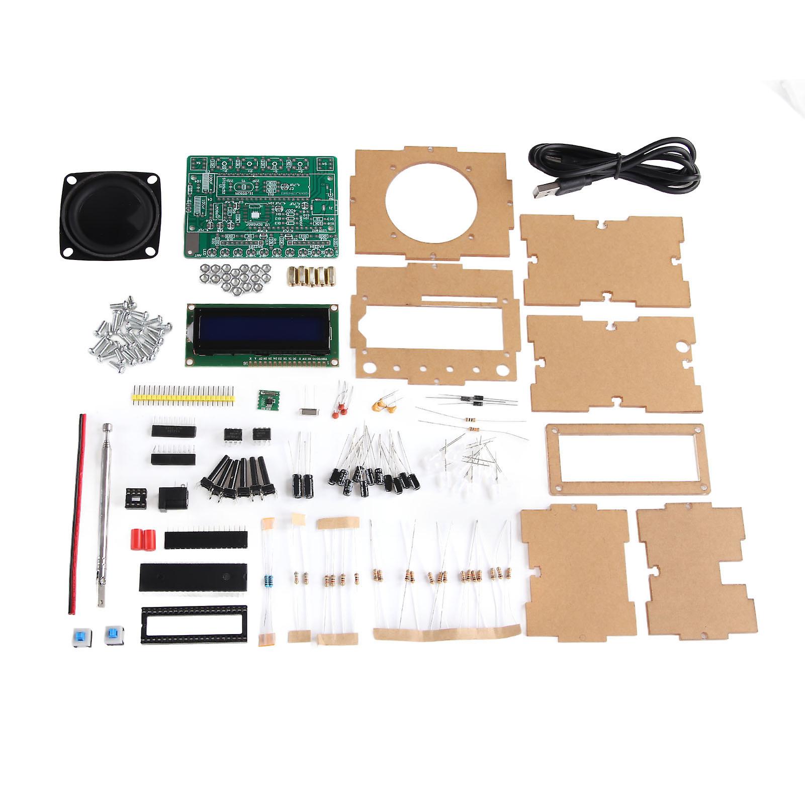 DIY FMラジオ87〜108MHz LCDディスプレイデジタルラジオ受信機、教育プロジェクト部品用LED点滅ライト付き