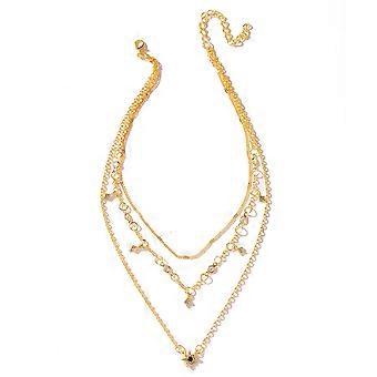Yheakne Boho Collana girocollo con croce a strati Collana con ciondolo croce in argento con catena satellitare a sfera vintage a doppio strato con catena Gioielli per donne e ragazze Regalo (Argento