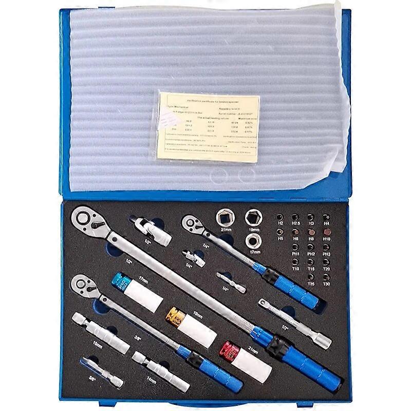 VT18026 32pc 1/4 3/8 1/2 drive Torque Wrench Set from 5 N.M to 220 N.M DC156831