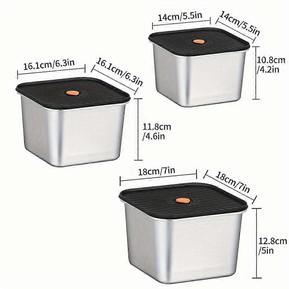 Three-piece, stackable stainless steel food storage container, leak-proof food container with lid, refrigerator food container pre-meal preparation co