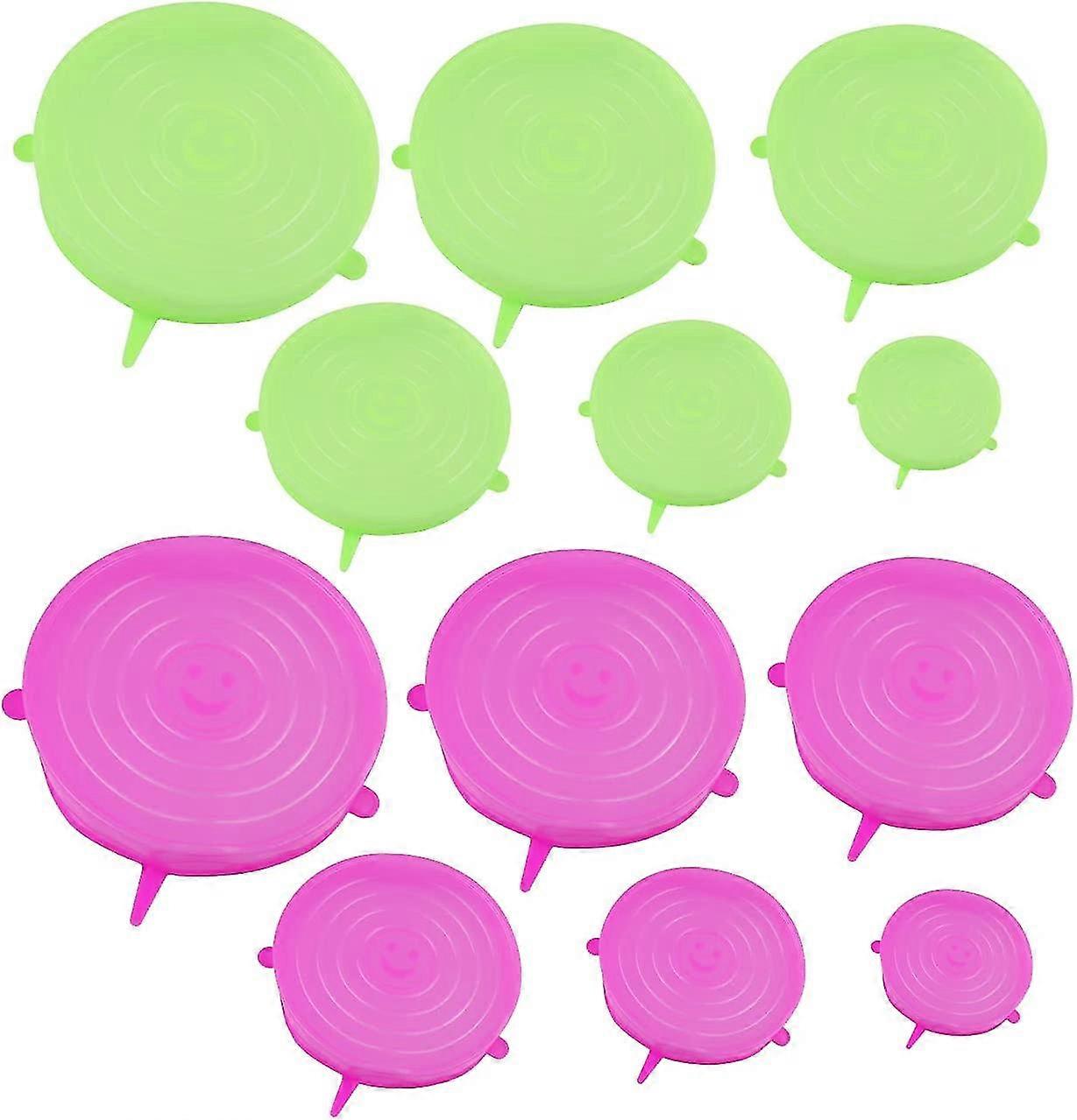12 Pieces Silicone Lids, Stretchable Multifunctional Crisper Lids For Kitchens
