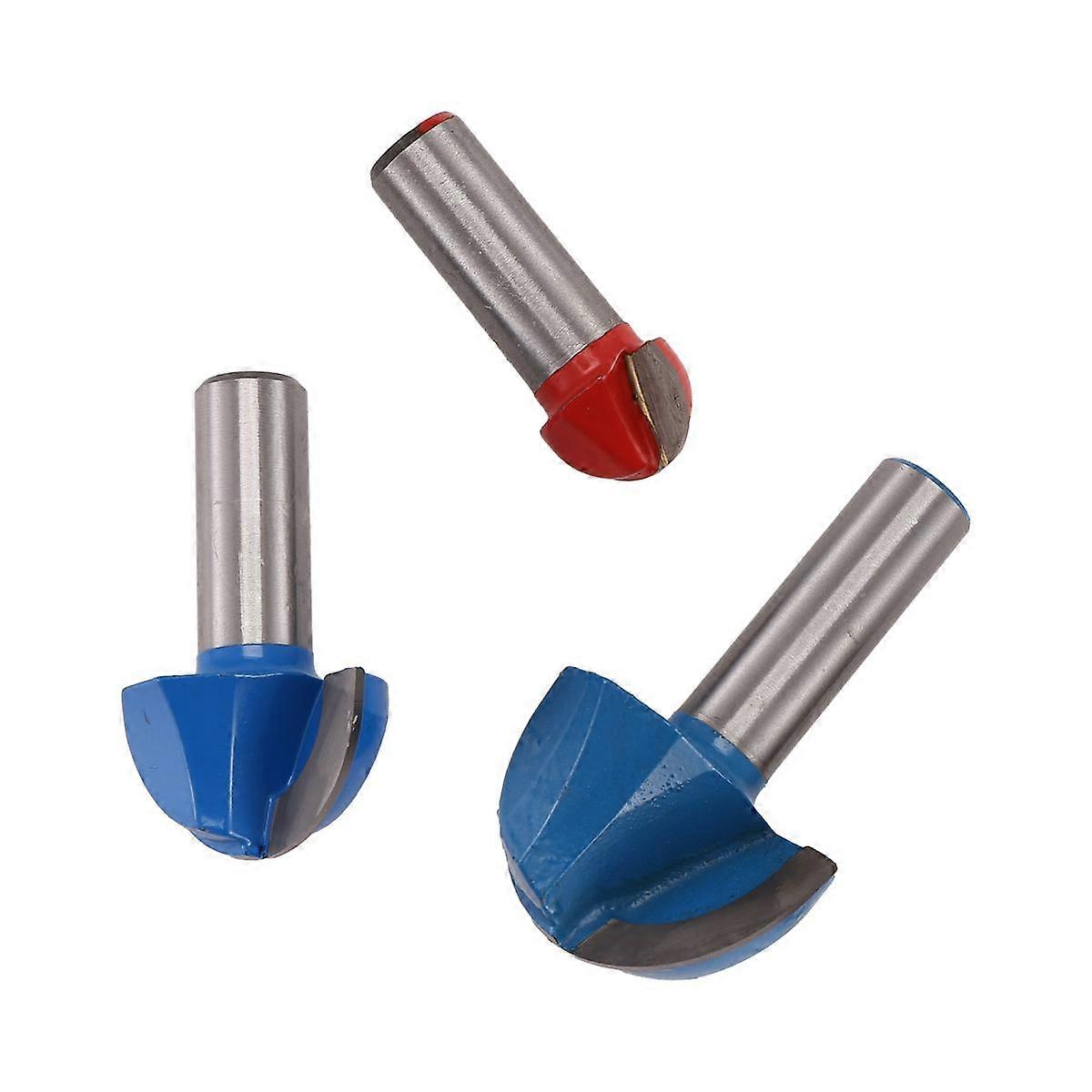 3pcs Router Bits , 1/2inch Shank Core Box Router Bit Set,Diameter 3/4inch, 1-1/4inch, 1-5/8inch Round Nose Bit Set