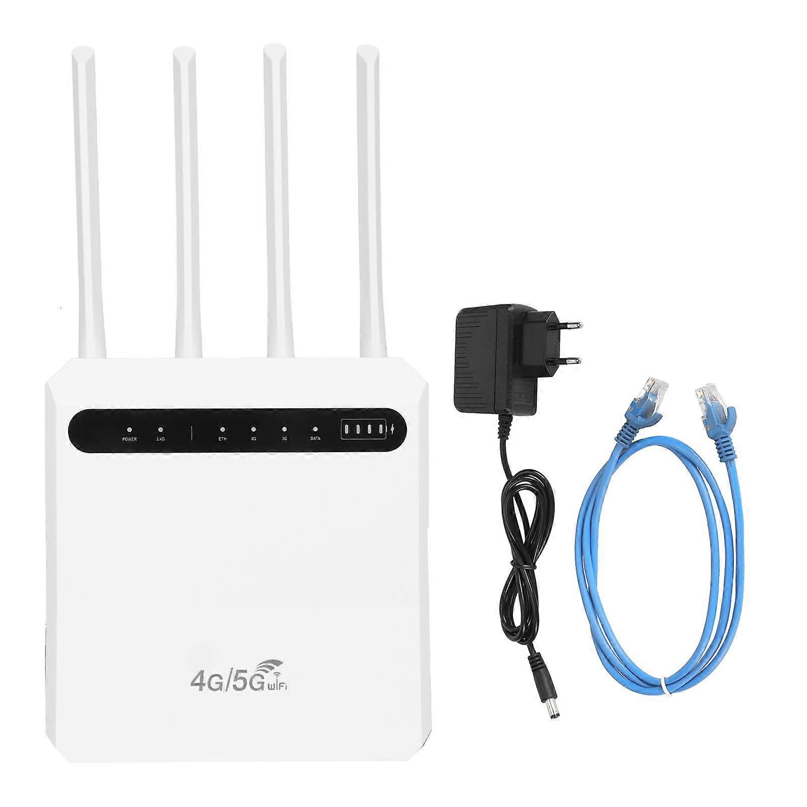 4G WiFi Router 600Mbps Standard SIM Card Slot 4 Antennas Support 20 Devices Mobile WiFi Hotspot for Europe 100?240V EU Plug