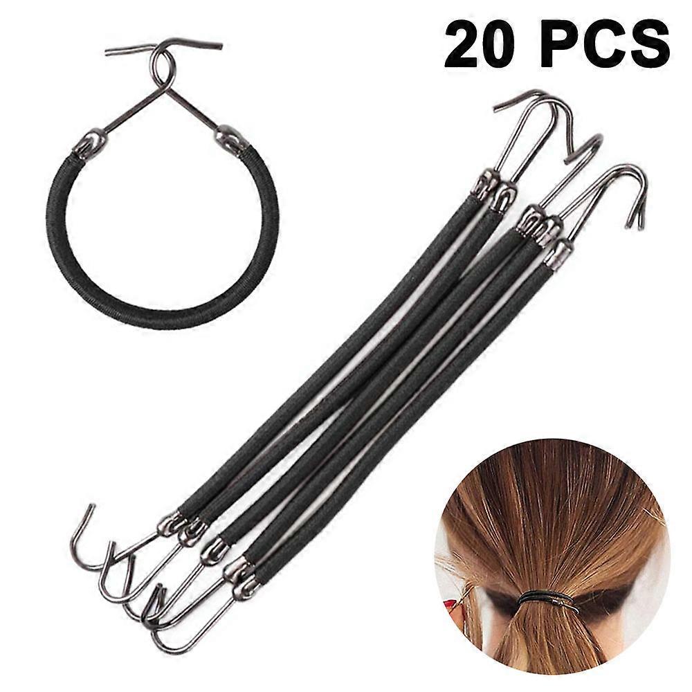 20 PCS Hair Styling Ponytail Hooks,  Hair Clips Elastics Ties Elastic Bands, Women Girls Ponytail Hooks Holder Rubber Bands Hair Bungee Cords with Hoo