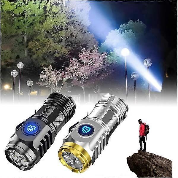 Three-Eyed Monster Mini Flashlight - High Lumen Rechargeable Flashlight - 5 Modes, 10 Hour Runtime Silver