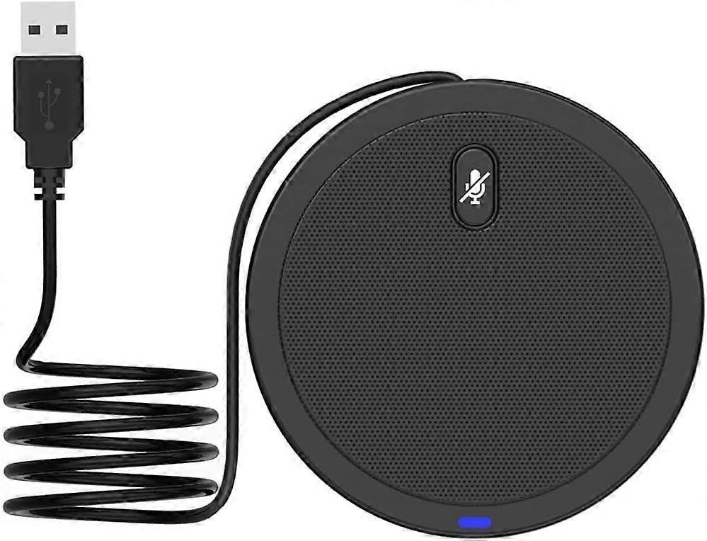 Conference USB Microphone, Computer Desk Mic with Mute Button and LED Indicator, Plug & Play Omnidirectional PC Laptop Mics for Online Meeting,Class