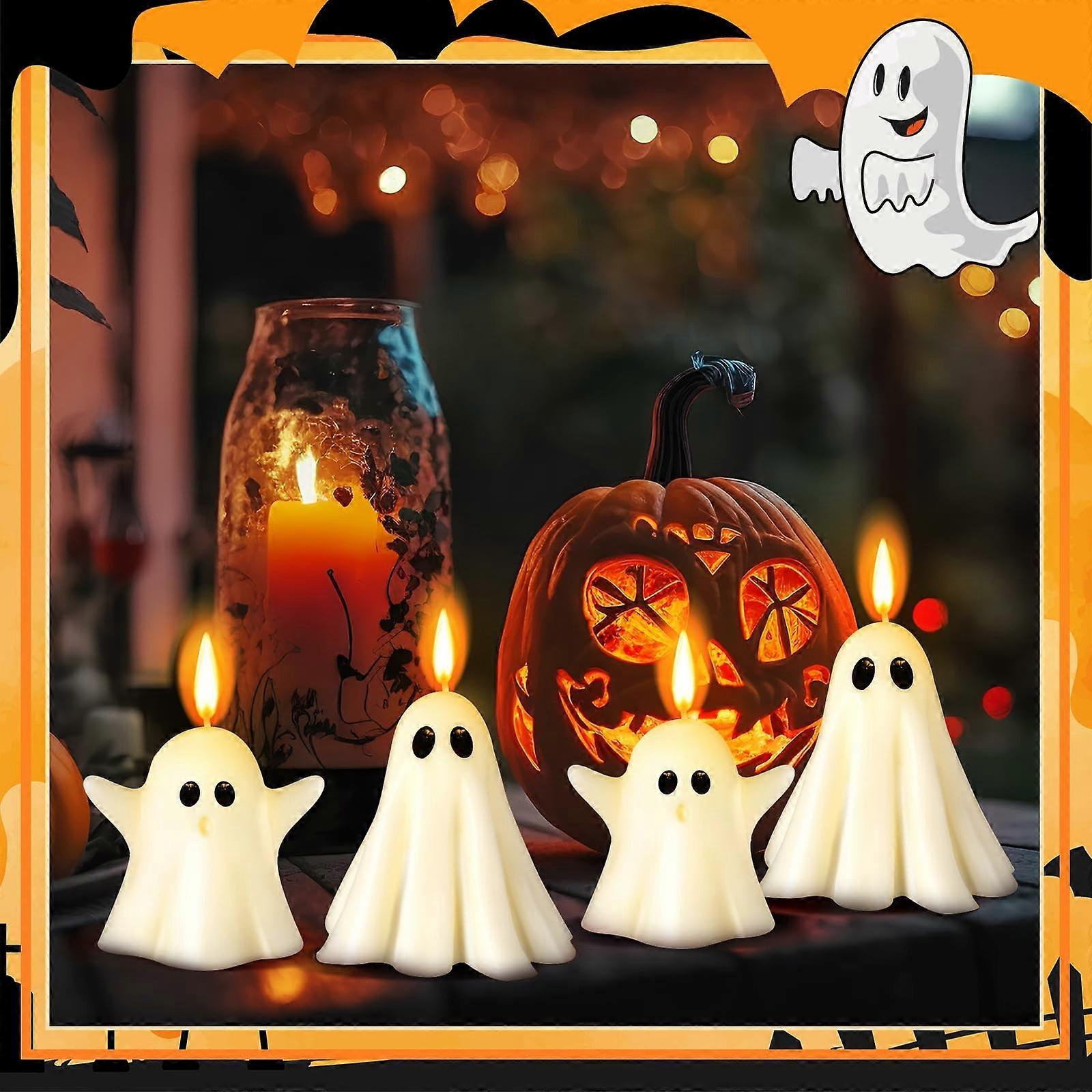 6PCS Halloween Large Ghost Candles White Spooky Ghost Classical Style,50% Offer