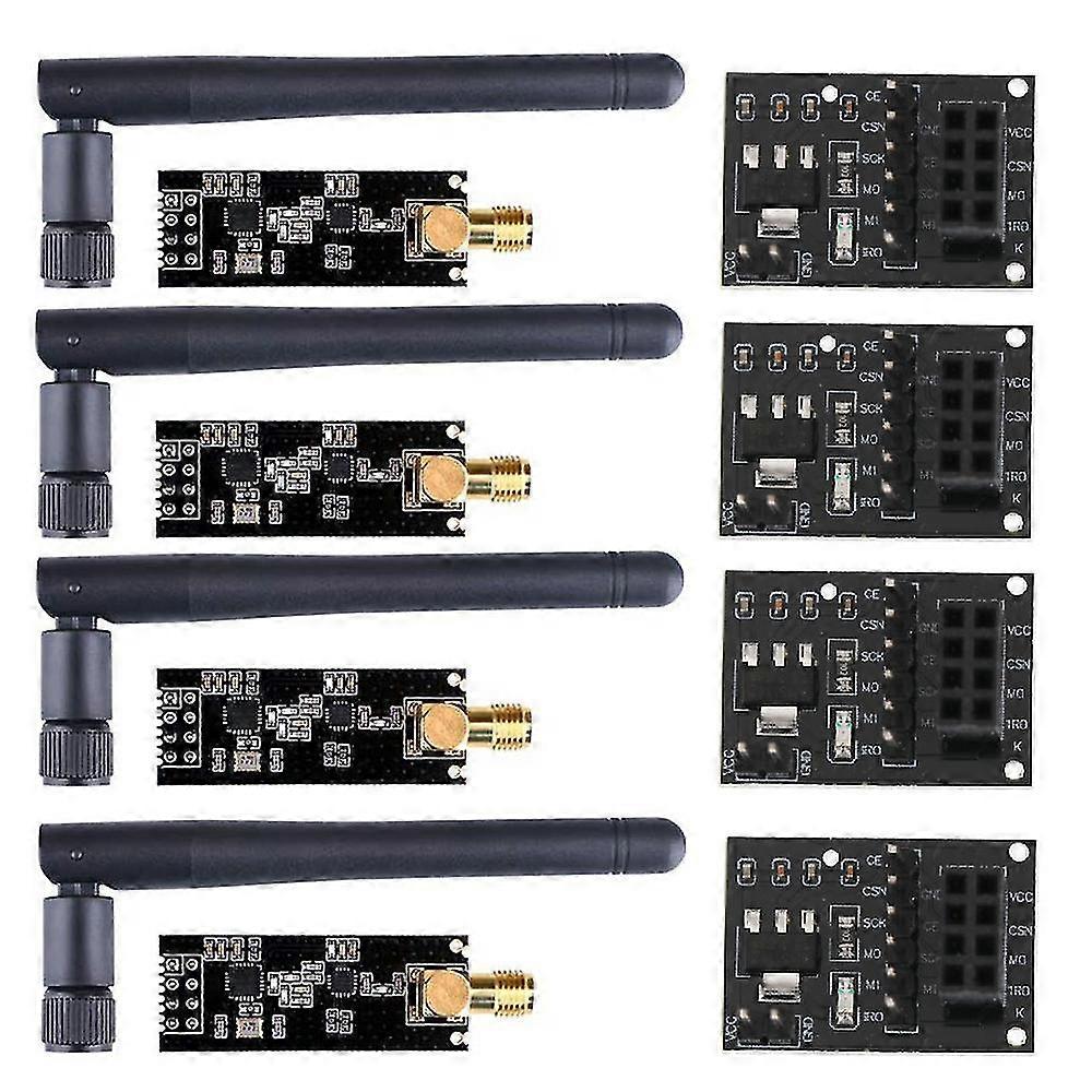 4 Stück NRF24L01 + PA + LNA Wireless-Modul mit Antenne 1100 Meter lange Entfernung mit NRF24L01 Wireless-Modul-Adapter 3,3 V